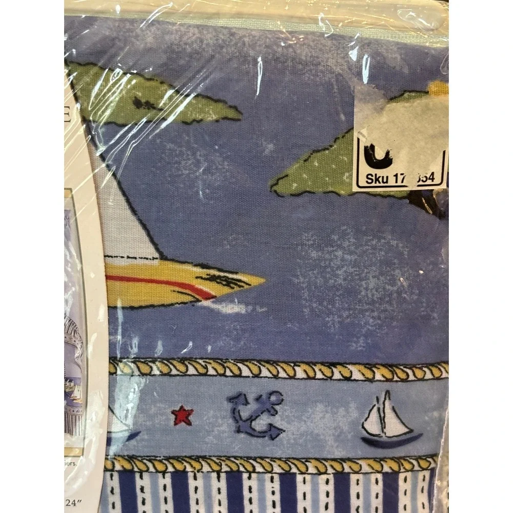 NEW AchimLighthouse Navy Blue Tier Swag Set Nautical  Curtains 36in Tier